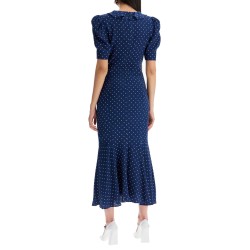 polka dot silk midi dress