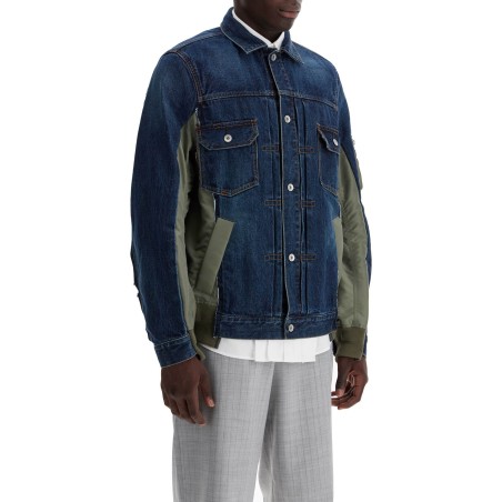 denim and nylon jacket for men