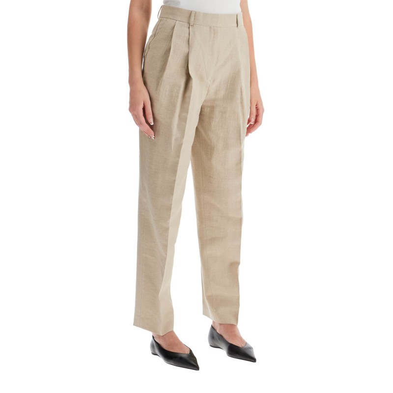 tailored linen blend trousers for men