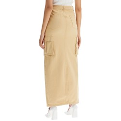 maxi denim cargo skirt in