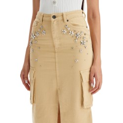 maxi denim cargo skirt in