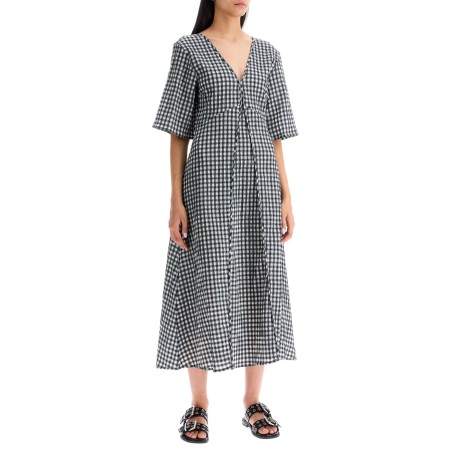 midi seersucker check dress