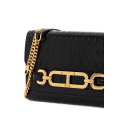 "embossed crocodile leather mini clutch