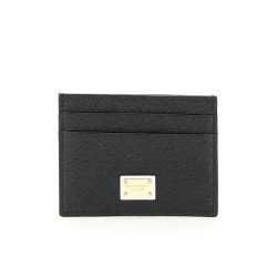 leather card holder with logo plaque