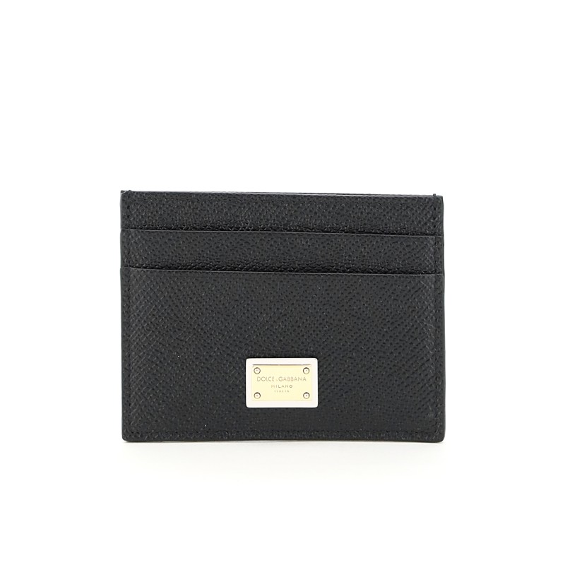 leather card holder with logo plaque