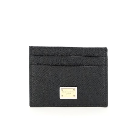 leather card holder with logo plaque