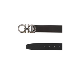 reversible faceted gancini buckle belt