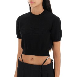 logo embossed crop top