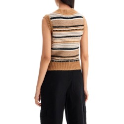 "soft striped knit vest with a comfortable