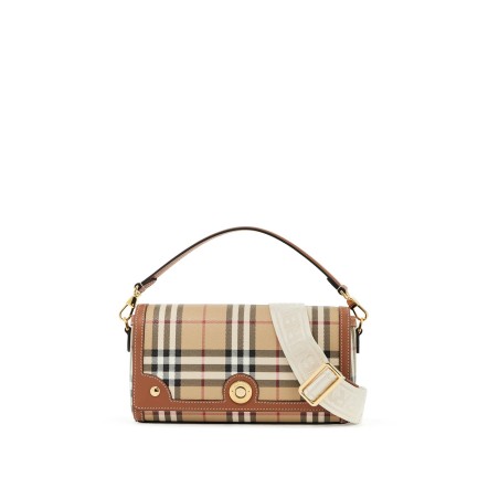 'shoulder bag with check pattern notes