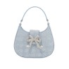 mini crescent denim bag with rhinestones