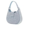 mini crescent denim bag with rhinestones