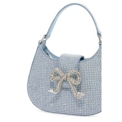 mini crescent denim bag with rhinestones