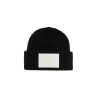 "wool beanie hat with large logo patch"