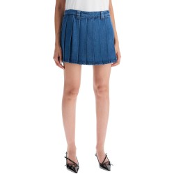 lightweight denim pleated mini skirt