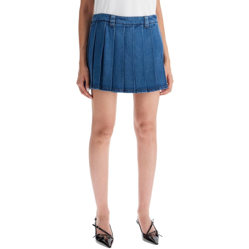 lightweight denim pleated mini skirt