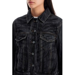 cut

short denim jacket with laser-cut