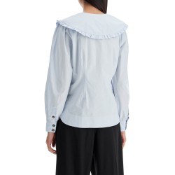 poplin shirt with oversized collar