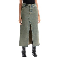 long overdyed denim maxi skirt