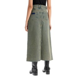 long overdyed denim maxi skirt