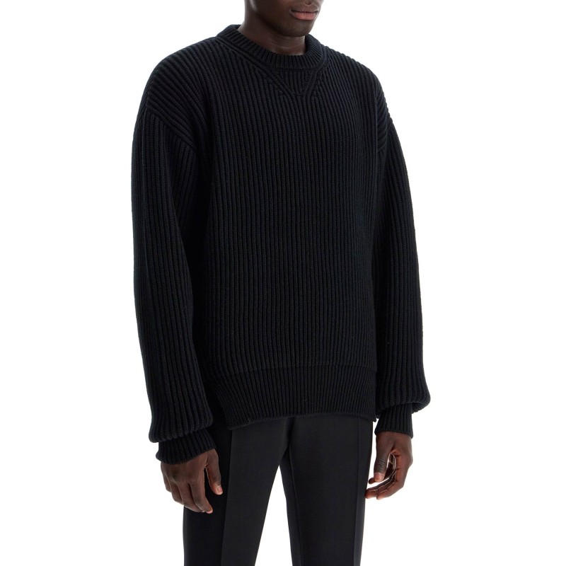 "oversized ribbed wool pul