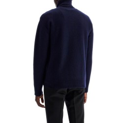 high-neck wool pullover sweater