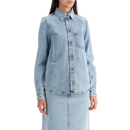 denim overshirt with pocket detail