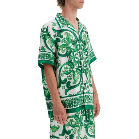 hawaii silk twill maiolica print shirt