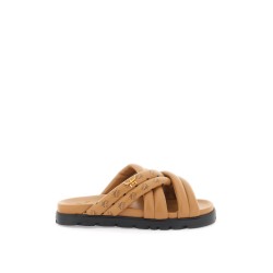 leather monogram sandals with