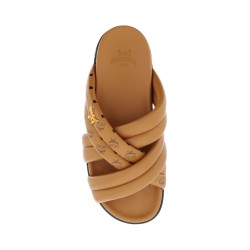 leather monogram sandals with