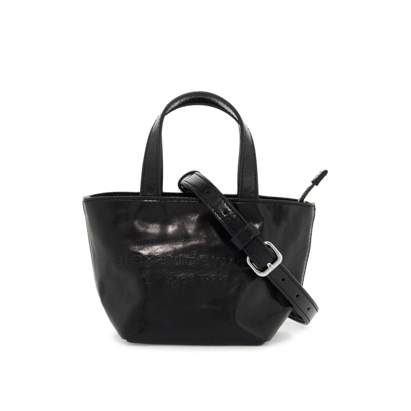 mini leather tote bag with punch detailing