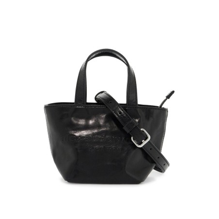 mini leather tote bag with punch detailing