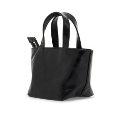 mini leather tote bag with punch detailing