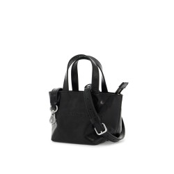 mini leather tote bag with punch detailing