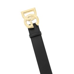 leather belt with logo buckle