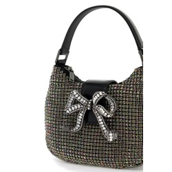 mini crescent bow bag with crystals