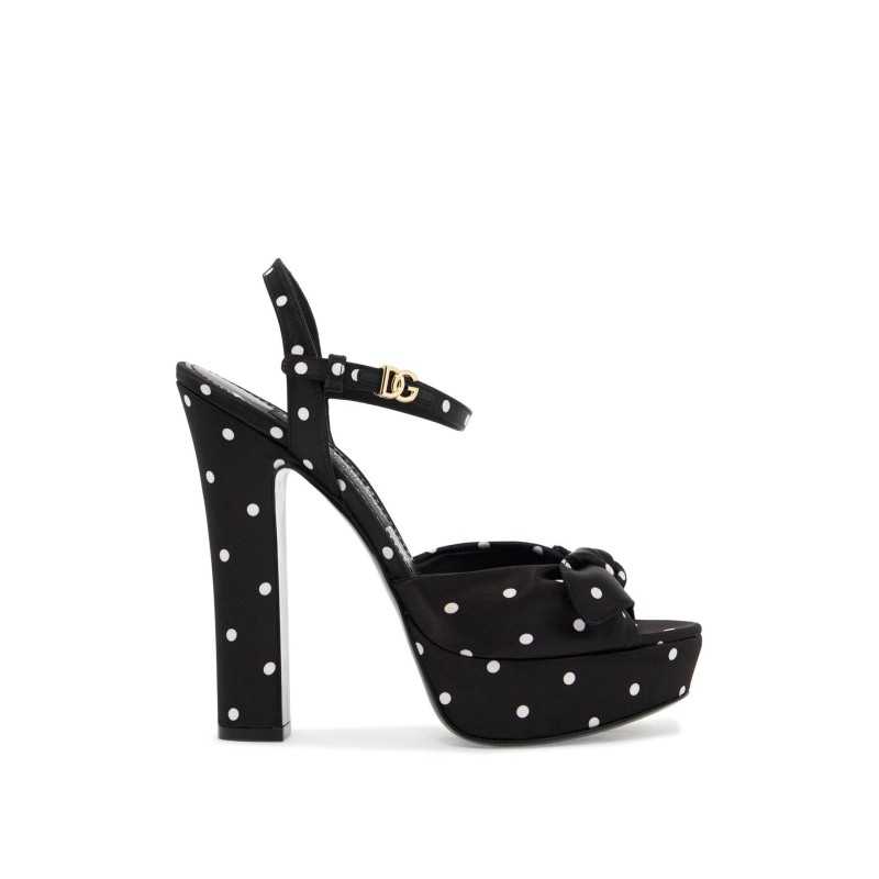 "keira polka dot satin platform sandals