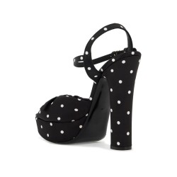 "keira polka dot satin platform sandals