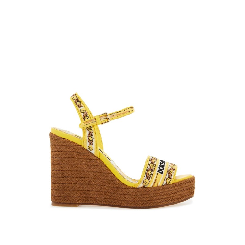 maiolica embroidered wedge sandals