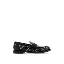 studded brushed leather penny loafers