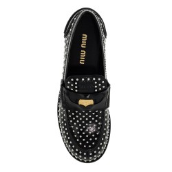 studded brushed leather penny loafers