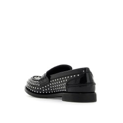 studded brushed leather penny loafers