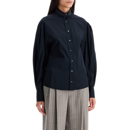 high-neck blouse with monile embellishment