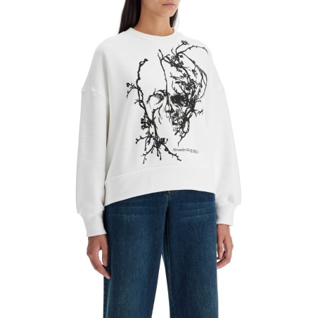 boxy cherry blossom skull sweat