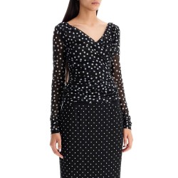 polka dot draped top with