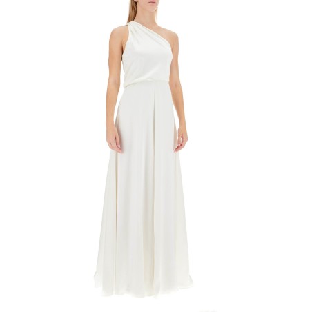 maxi one-shoulder silk satin dress