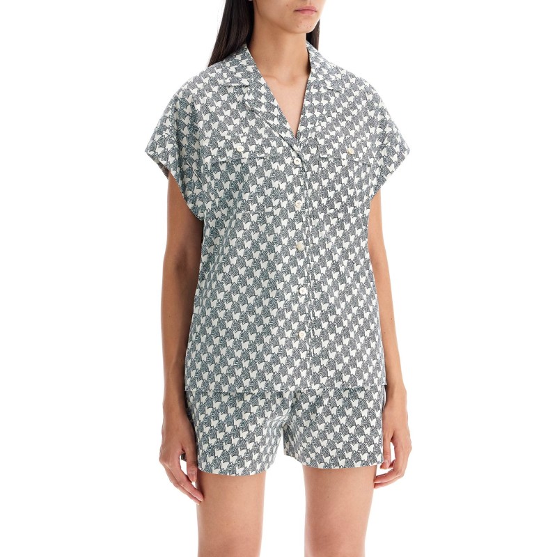 printed poplin camp shirt