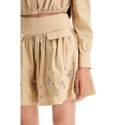 'poplin mini skirt with crystal