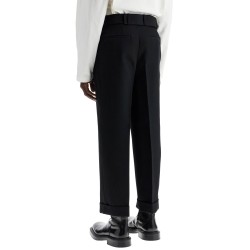 wool pants with belt.