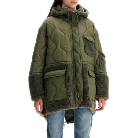 shearling and nylon parka